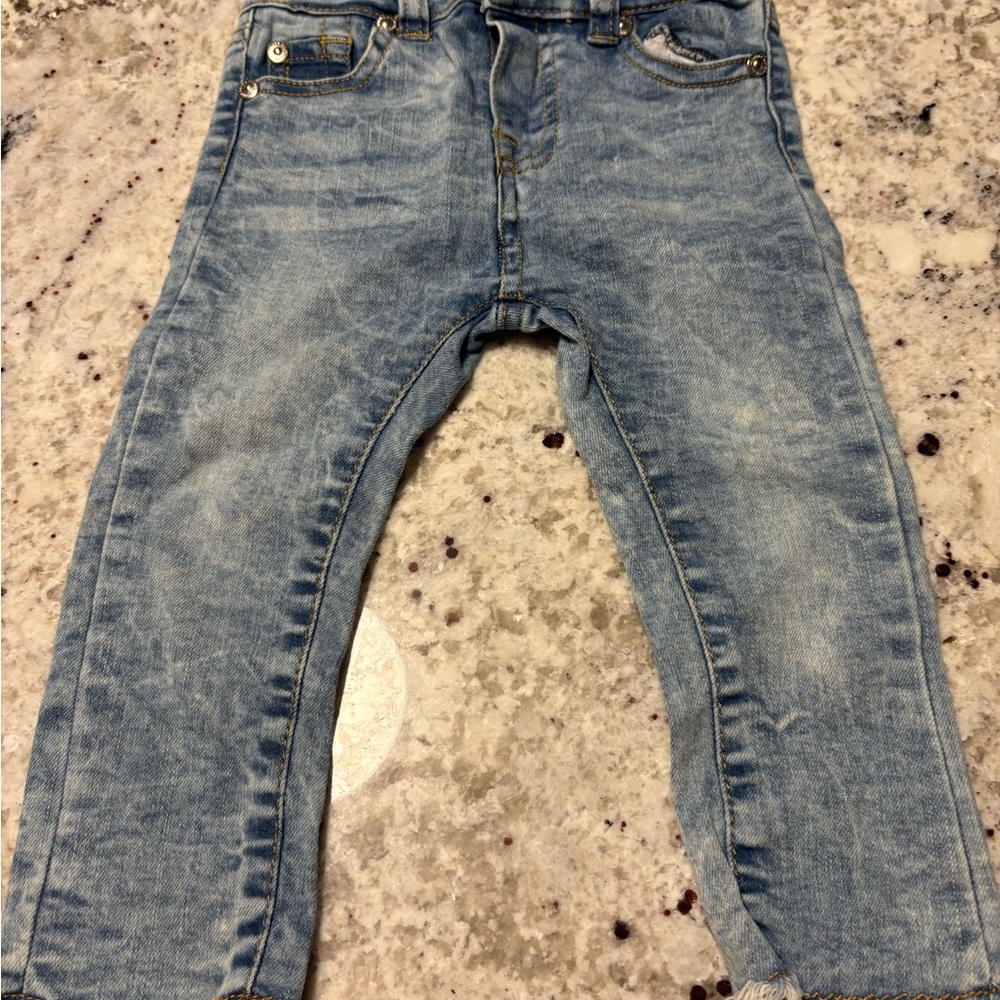 7 For All Mankind Light Blue Jeans with Yellow Stitching 18 month